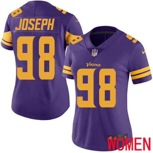 Minnesota Vikings #98 Limited Linval Joseph Purple Nike NFL Women Jersey Rush Vapor Untouchable->women nfl jersey->Women Jersey